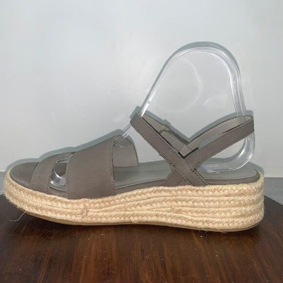 EILEEN FISHER Women’s 8 Sandals Devi Gray Platform Wedge Espadrille Jute Strappy - Picture 2 of 11